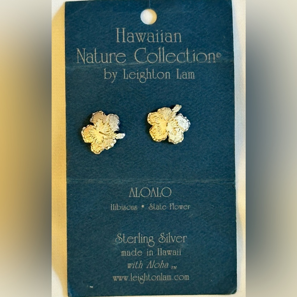 Authentic Leighton Lam Sterling Silver Hibiscus Earrings